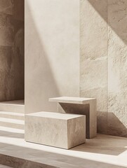 Minimalist Gray Sandblasted Podium for Modern Product Display