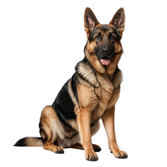 A full-body shot of the German Shepherd showcasing its entire form on a transparent background PNG
