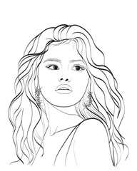 Line drawing caricature of Selena