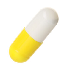 One antibiotic pill isolated on white. Medicinal treatment