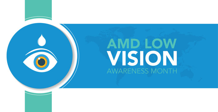 AMD/Low vision awareness month observed each year during February. Vector illustration banner, Holiday, poster, card and background design.