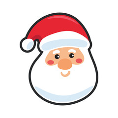 Santa head with outline flat vector design.