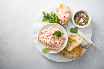 Homemade salmon rillettes served with bread