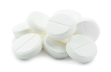 Antibiotic pills isolated on white. Medicinal treatment