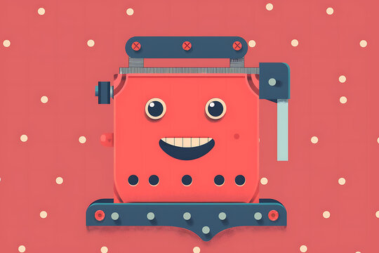 Smiling hole punch with punched out circles flat illustration