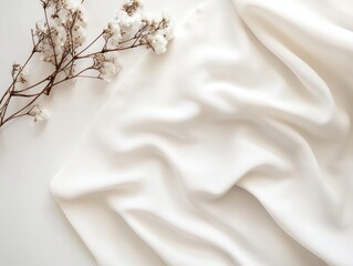 White silk fabric mockup with a smooth texture, ideal for minimalist and luxury design concepts.