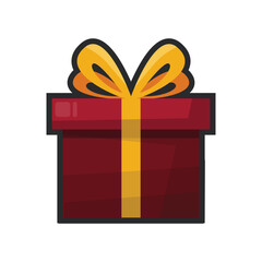 red gift box in outline in flat vector design.