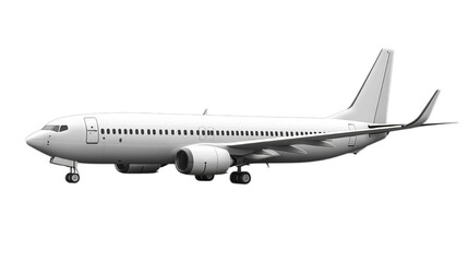 A passenger plane on a transparent background.