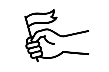 Hand-holding flag line icon