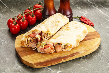 Shawarma with grilled chicken meat