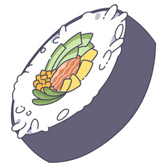 Kimbap sushi norimaki korean food japanese food asian food illustration