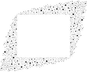 Silver Shimmering Stars Frame on White Background. Greeting Card, Invitation Template with Glittering Stars Confetti Square Border. Light Sky Vector Background for Glamour, Luxury Design.