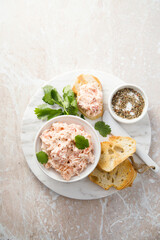 Homemade salmon rillettes served with bread