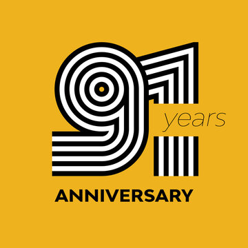 91 years retro anniversary vector template template template design illustration