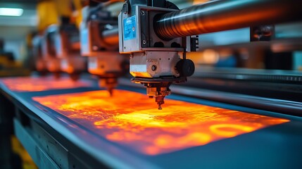 Industrial Machinery Processes Illuminated Surface