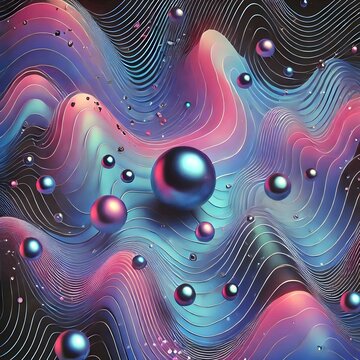 Liquid shapes abstract holographic 3D wavy background