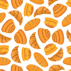 Bread pattern background. bakery theme pattern background. seamless pattern of bread. seamless pattern with breads. bread pattern illustration.