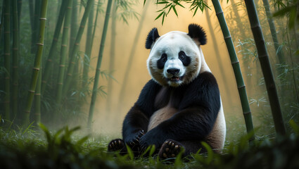 Obraz premium Discover adorable panda images: cute giant pandas, baby pandas playing, and pandas eating bamboo. Perfect for creative projects, presentations, and panda lovers.