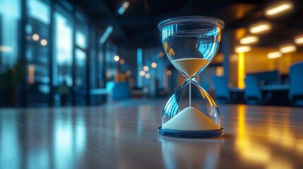 Abstract depiction of an hourglass with sand flowing smoothly capturing the essence of time in a minimalist graphic novel style