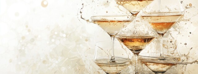 tower of champagne glasses.