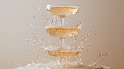 tower of champagne glasses.