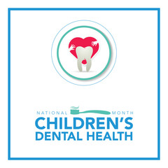 National Children's dental health month is observed every year in February, to teach children the importance of good oral hygiene at an early age and visiting the dentist regularly. Vector art
