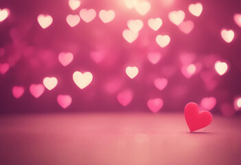 Blurred hearts lights Valentines day pink Bokeh background