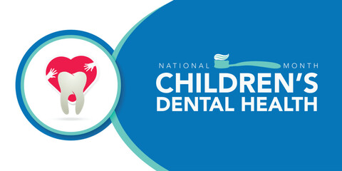 National Children's dental health month is observed every year in February, to teach children the importance of good oral hygiene at an early age and visiting the dentist regularly. Vector art
