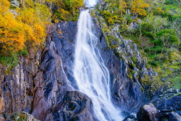 Aber Falls, Rhaeadr Fawr, in Snowdonia, Wales in Autumn.