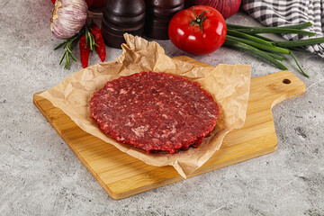 Raw beef burger cutlet minced meat