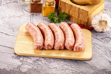 Raw meat sausages for grill