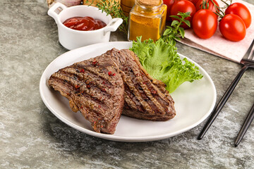 Delicus grilled beef steak with sauce