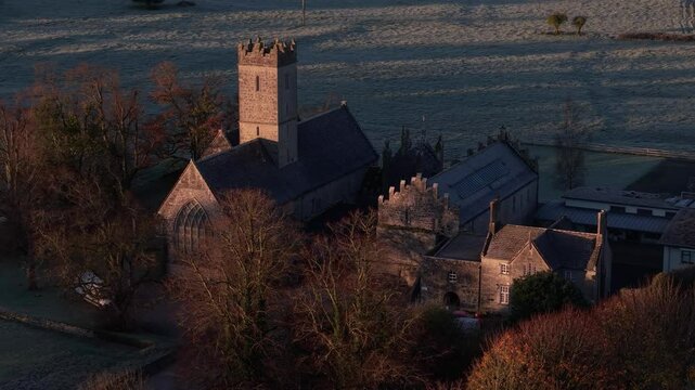 Aerial View Of St. Nicholas Church, Augustinian Friary In Adare, Ireland.