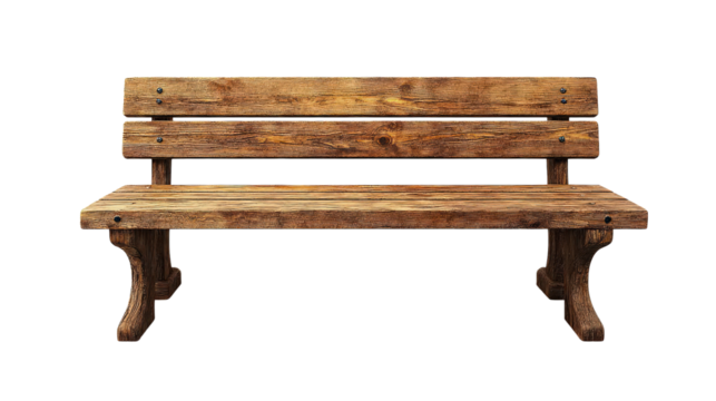 wooden bench isolated on white background