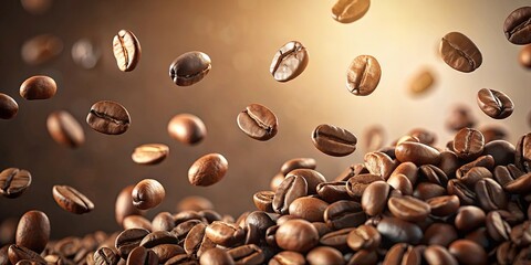 Roasted Coffee Beans in Motion A Cascade of Rich Aroma