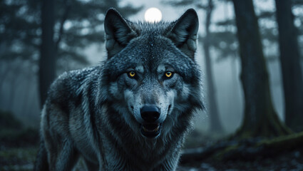 Naklejka premium Explore stunning wolf images and art: from majestic howling wolves to lone wolf portraits. Perfect for nature lovers, presentations, and creative designs.