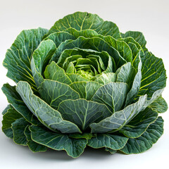 Obraz premium Fresh green cabbage head isolated on white background.