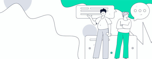 Personnel doing job interview flat vector concept operation hand drawn illustration
