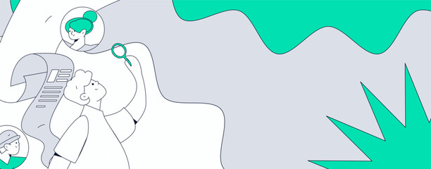 Personnel doing job interview flat vector concept operation hand drawn illustration
