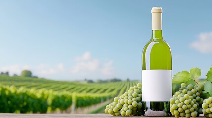 Fototapeta premium Set in a picturesque vineyard landscape, this mockup shows the authentic process of making white wine.