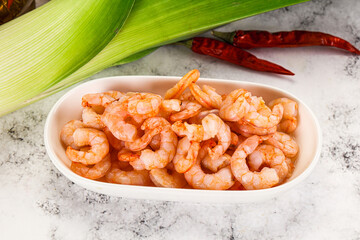 Shrimps cocktail in the bowl