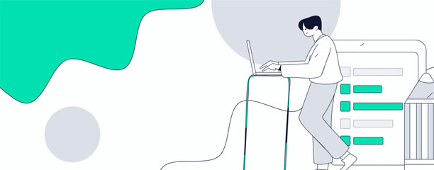 Personnel doing job interview flat vector concept operation hand drawn illustration
