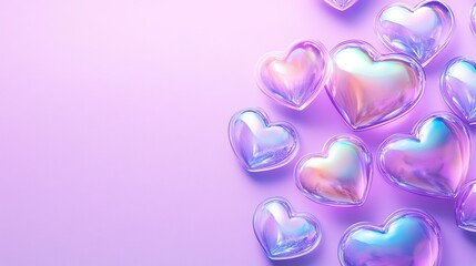 Background with hearts on purple	

