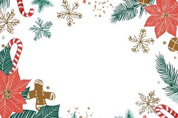 Beautiful Christmas Frame Border Design Featuring Lush Flora and Festive Elements Ideal for Holiday Greetings and Celebrations