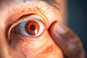 A diabetic patient's eye, symbolizing the risks of diabetic retinopathy and macular degeneration. Emphasizes the importance of eye health and monitoring for diabetes-related complications