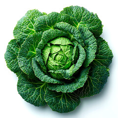 Obraz premium Fresh green savoy cabbage isolated on white.