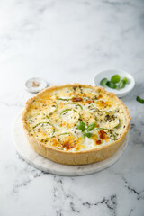 Homemade courgette quiche with cheese