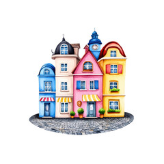 Naklejka premium Charming Urban Alley in Watercolor Style