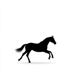 Majestic Galloping Horse Silhouette Against White Background in Photorealistic Style