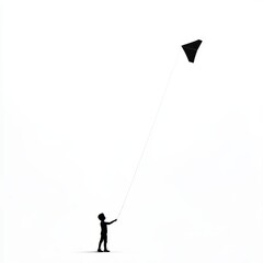 Serene Kite Silhouette Soaring in Bright Sky - Photorealistic Concept